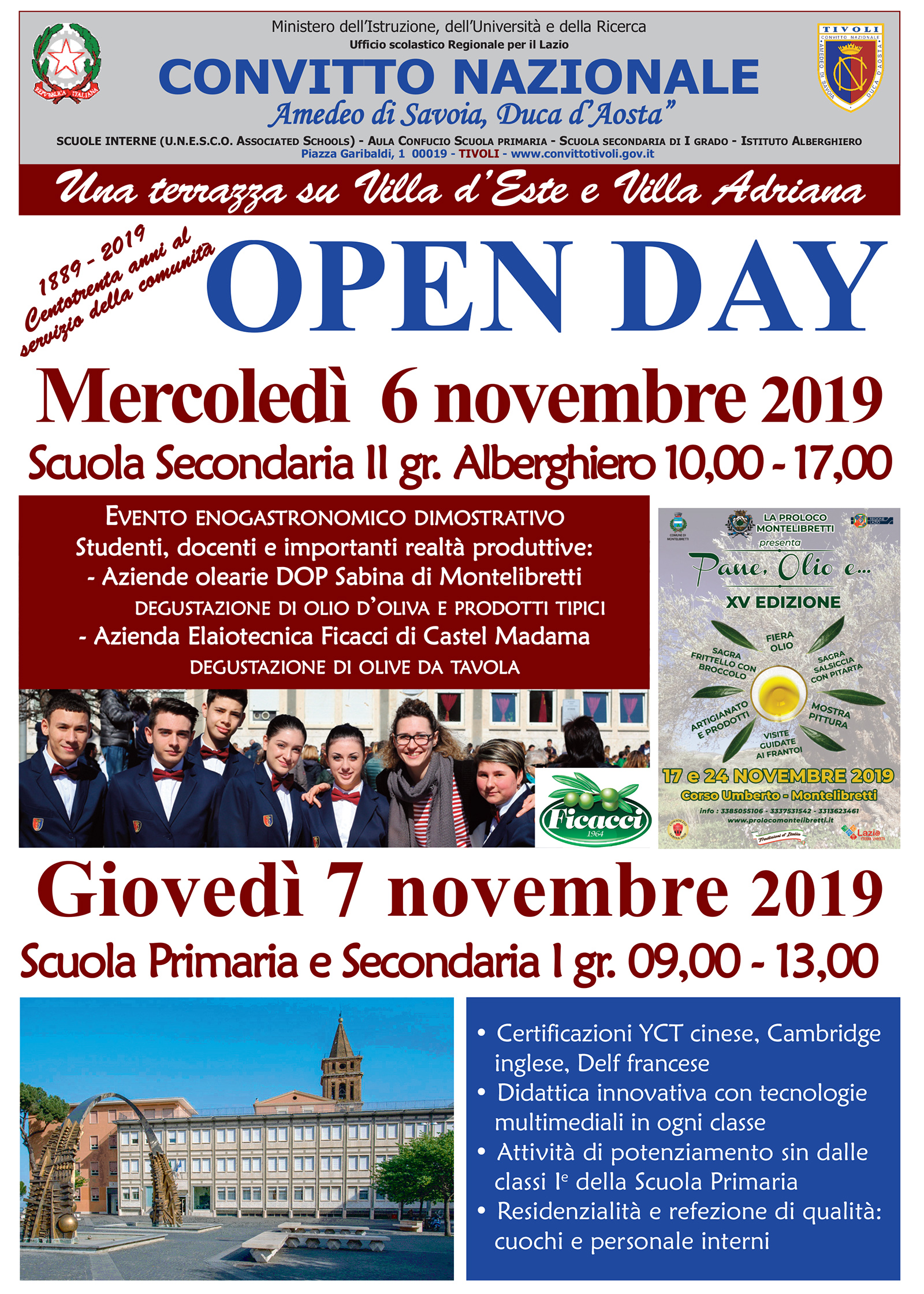 Open Day - Convitto Tivoli - 6 e 7 Novembre 2019